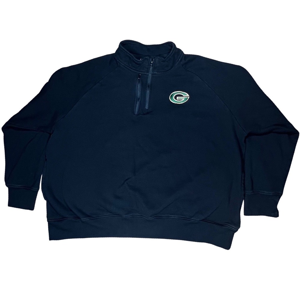 Green Bay Packers Mens 4XL Quarter Zip Fleece Pullover Sweatshirt Black